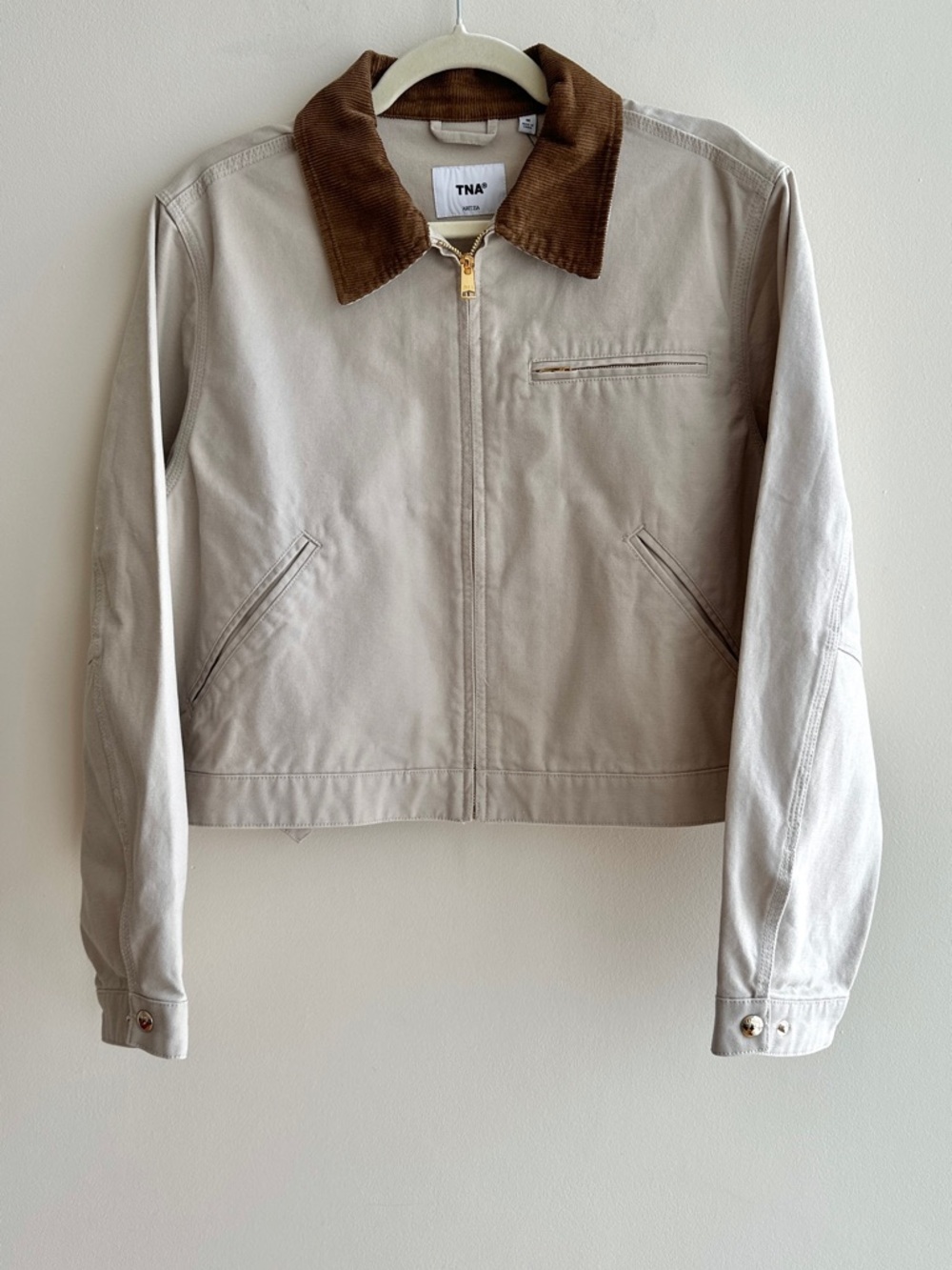 TNA by Aritzia Barkley Workwear Jacket, Marcona Beige, Size Medium, NWT